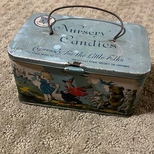 Tindeco Vintage Tin Candy Box “nursery candies, expressly for the little folks”